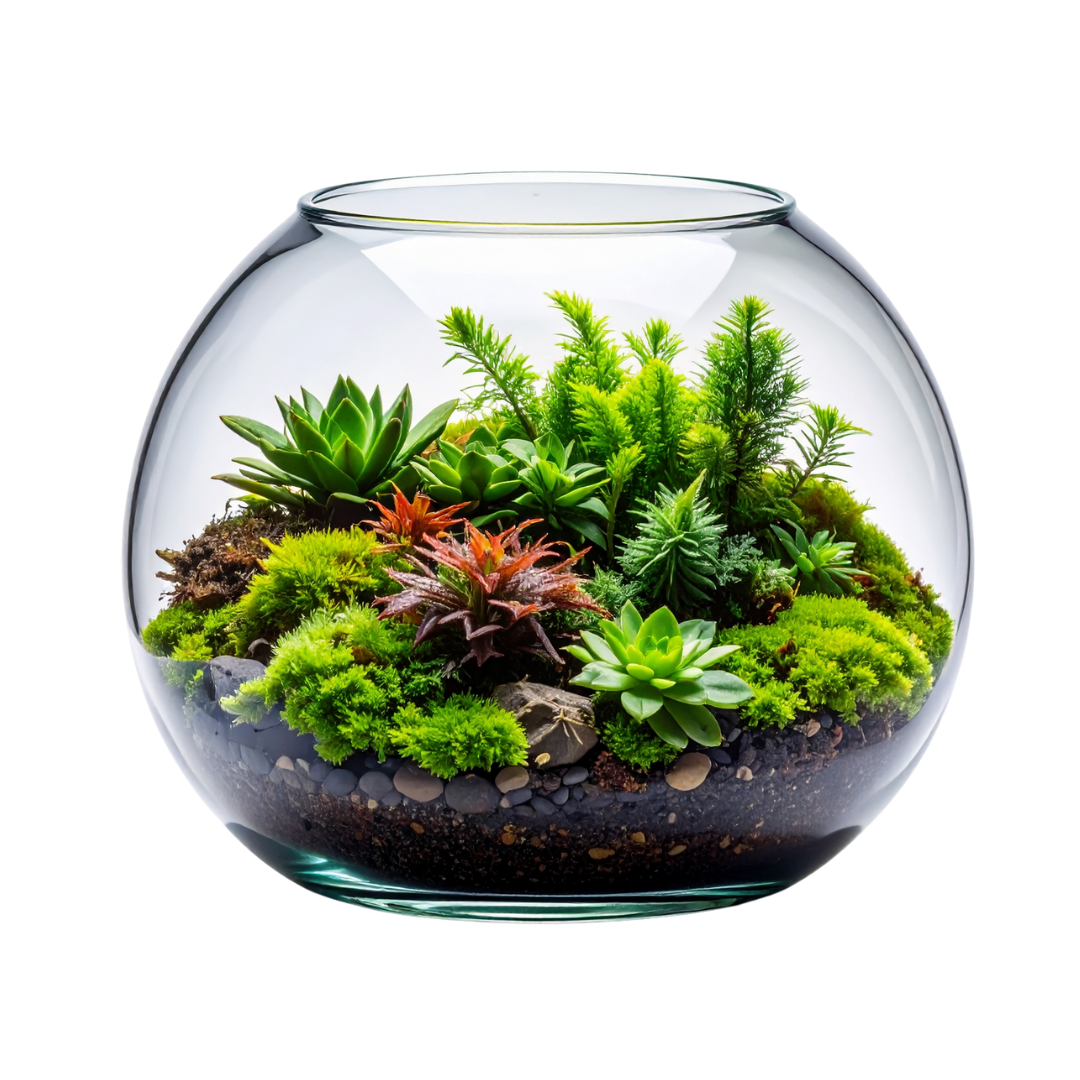 Terrarium bowl with mixed plants